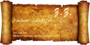 Zacher Zalán névjegykártya