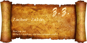 Zacher Zalán névjegykártya
